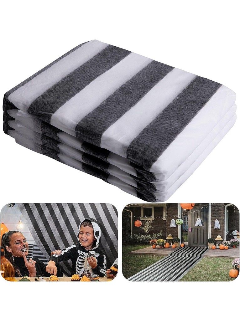 99×3.3ft Black and White Striped Gossamer Roll Halloween Sheer Gossamer Strip…