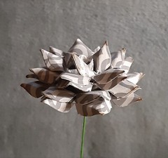 Handmade Paper Flower on stem (Gray Pattern No.3) for Wedding, St. Valentine’s