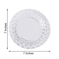 7″ CLEAR DESSERT PLASTIC PLATES Round Basketweave Party Wedding TABLEWARE