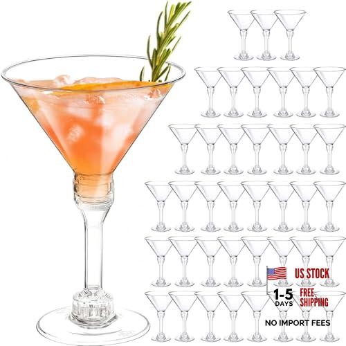 40 Pack Plastic Martini Glasses 5 Oz Disposable 40PCS TALL Martini Glasses
