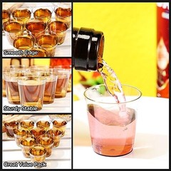 300pcs 1oz Plastic Shot Glasses – Reusable Mini Cups for Wedding, Party, Black