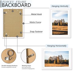 13×19 Picture Frame Set of 5, White Poster Frame, Display Pictures 11 x 17 wi…