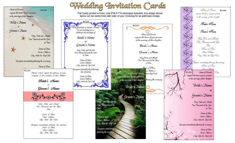 100 Party Invitation Printed in Color Graduation Flat Cards and Envelopes