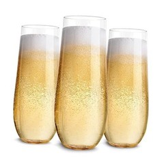 Plastic Champagne Flutes Disposable, Unbreakable Stemless Mimosa Glasses Bulk