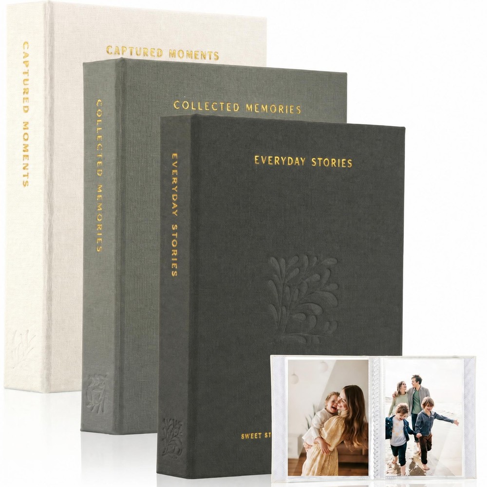 Beautiful Photo Album Set of 3 For 4×6 6.46 x 4.72 x 1.2 inches, Sage