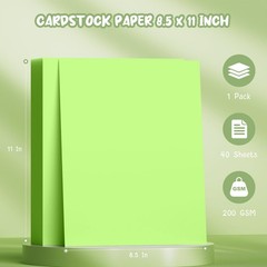 40 Sheets Green Cardstock 8.5 x 11, Green Card Stock Paper, Cardstock Printer…