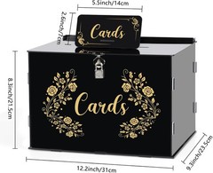 Black Acrylic Wedding Card Box Card Boxes with Lock and Card Sign, Gift Card Box