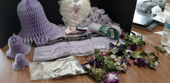Lavender purple wedding flowers for decorations Bells Tablecovers Streamers Misc