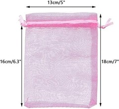 G2PLUS Organza Bags 5×7 Inches, 100PCS PINK Organza Gift Bags with Drawstring,