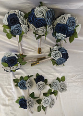 Shades of Blue Wedding Bouquet Set – Navy Blue, Blue, Gray Wedding Bouquet Set