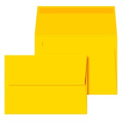 A7 Envelopes, 5 1/4″ x 7 1/4″, Sun Yellow, Square Flap, 24w (90gsm), 100 Qty
