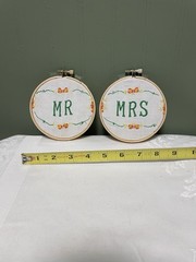 Mr And Mrs Wedding Bride And Groom Wall Decoration Embroidery Handmade