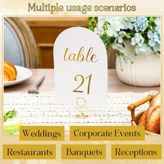 White and Gold Table Numbers 1-30 with Head Table Number Card and Holders, 5 …