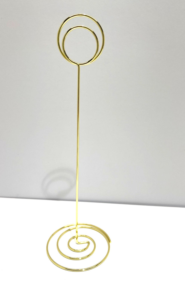 Gold Tone Mini Circle Hoop Table Numbers Stand Place Card Holders 8 1/2″ Tall