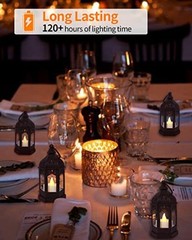 Mini Lantern with Flickering LED Candles,Vintage Black Decorative Black-6Pcs