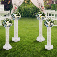 4-Pieces 34.65 In. H White Wedding Roman Decorative Stand Column Flower Holder W