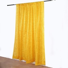 8ft x 8ft GOLD Polyester Backdrop CURTAIN Drape Panel Metallic Fringe Party