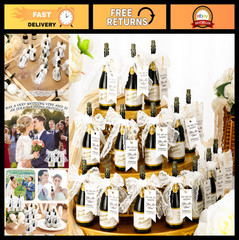 20 Pcs Mini Champagne Bottle Bubbles Wedding Favors with Ribbons & Cards – Party