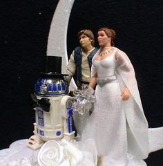 Star War Wedding Cake Topper Han Solo Princess Leia R2 Space Bride Groom Top