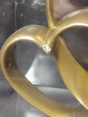 His & Hers Wedding Cake Topper Gold 2 Double Intwined Hearts w/ Crystal Accents