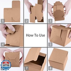 MESHA 6x6x6 Gift Boxes with Lids, Brown Kraft Gift Boxes 50PC for Christmas,