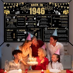 80th Decorative Cloth for Women or Men, Birthday Banner With Holes, Built-in …
