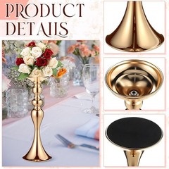 Gold Metal Flower Stand Set – 12 Pcs Tall Centerpieces for Weddings & Events