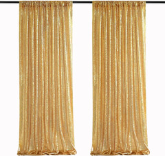 Gold Sequin Backdrop Curtain Panels Stage 2 Pieces 2FTx8FT Wedding Party Back…