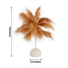 15″ NATURAL Feather DESK LAMP Decorative LED Light Table Centerpiece Party
