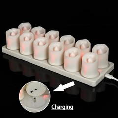 12pcs LED Rechargeable Tea Lights with Remote Timer and USB 12pcs Warm White