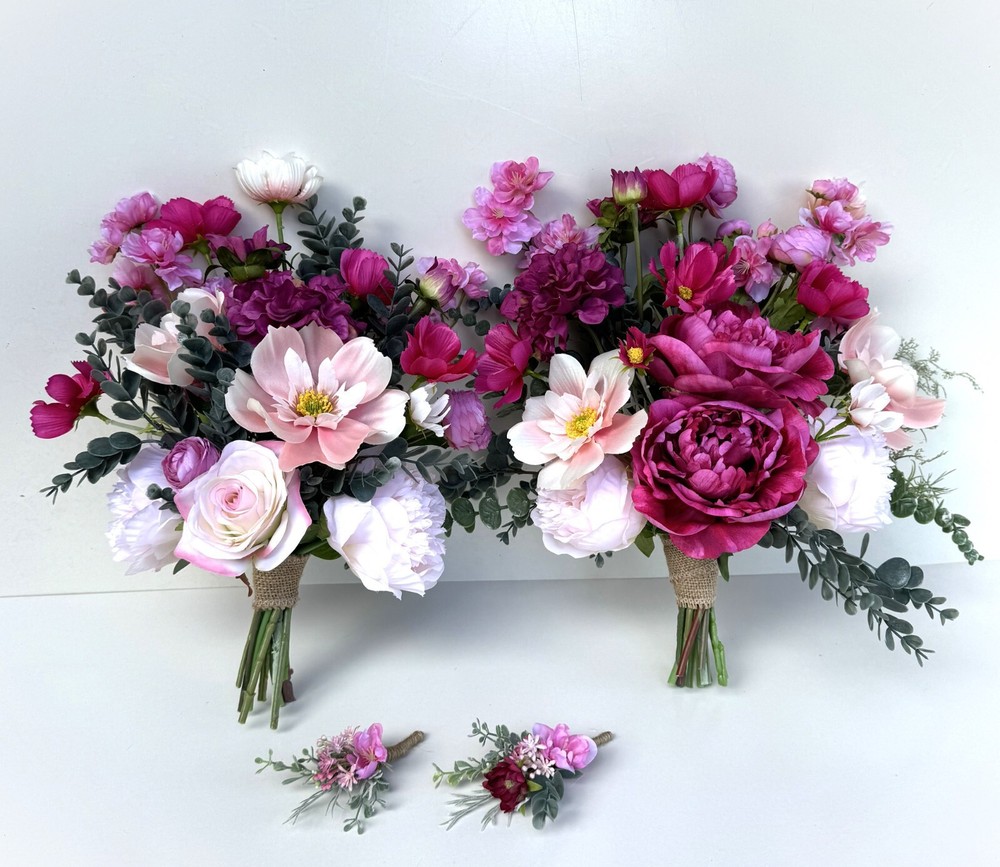 Wedding Bouquet Bridesmaids Weddings Bouquets Buttonhole Faux Silk Flowers