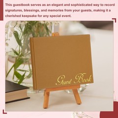 Elegant Guestbook, 9″x7″ PU Leather Wedding Guest Book, Orange