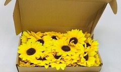 Levana 50 Pc Fake Sunflower Heads 4 in Silk Sunflowers Double Petals Artificial