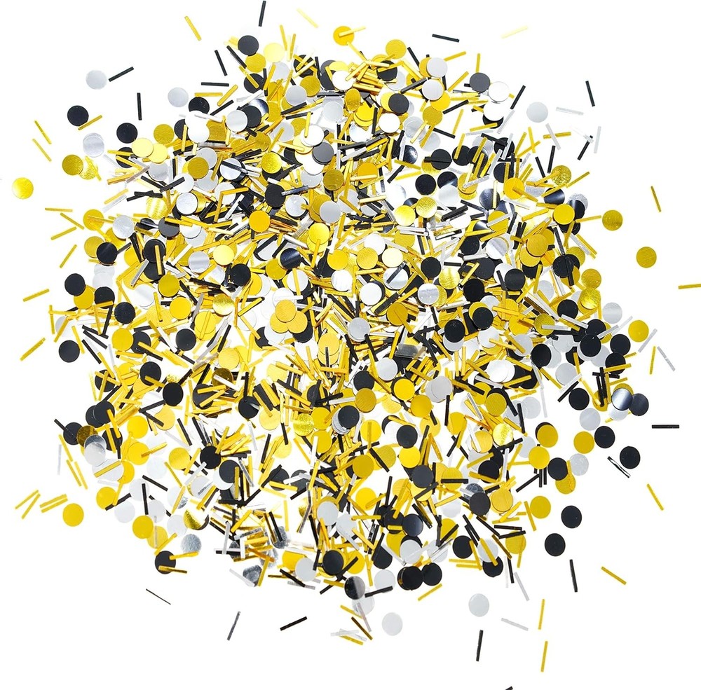 Black Gold Party Table 6mm,8x1mm, Confetti-blackgold-circlestrips-60g