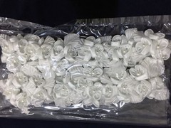 60 Flower.Bridal Satin Rose Flowers w/ Pearl White.5 Flower Per Bunch x 12 / bag