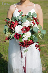 14 Inch Burgundy Bridal Bouquet,Fall Wedding Bouquet,Bride Bouquets for Wedding