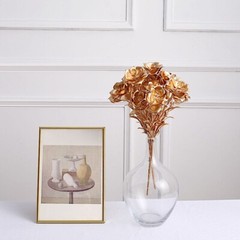 2 Metallic Gold 17 in Artificial Rose FLOWER Bouquets Party Events Decorations