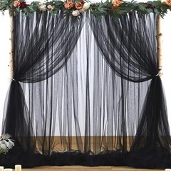 Tulle Backdrop Curtain for Parties 10ft x 8ft Sheer Photo 10 ft X 8 ft Black