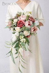 12 Inch Dusty Rose Bridal Bouquet, Cascading Bouquet,Wedding Bouquet,for Wedd…