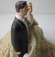 Vintage 1950s Wedding Cake Topper Bride Groom
