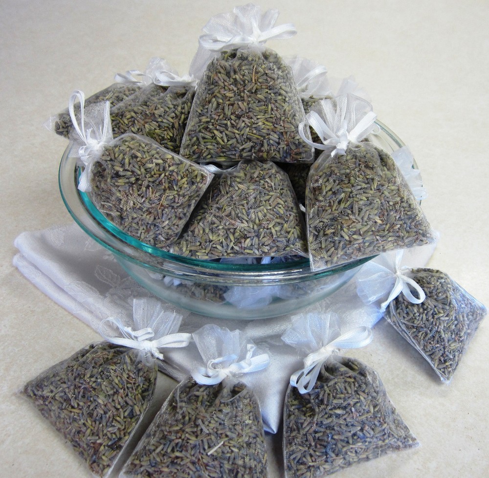 Set of 20 Lavender Sachets made with White Organza Bags