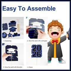 OuMuaMua Graduation Decorations Class of 7.87″ (L) x 6.7″ (W), Black and Blue