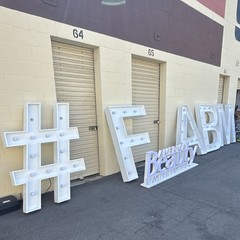White Lighted Marquee Letter Set w/ # Sign – M B A F Letters