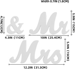 Mr and Mrs Sign for Wedding Table,Large White Mr and Mrs Sign,Wooden Letters,…