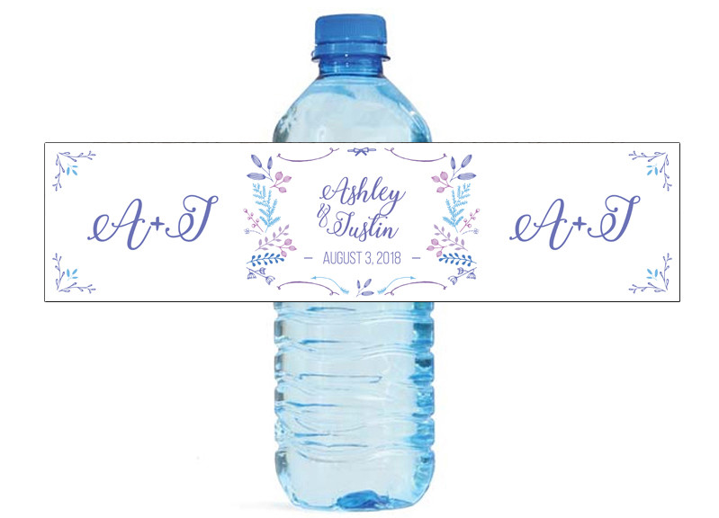 Spring Laurel Wreath Wedding Anniversary Engagement Bridal Water Bottle labels