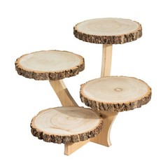 15 in Brown 4 Tier Round Natural Wood Cupcake DESSERT STAND Party Decorations