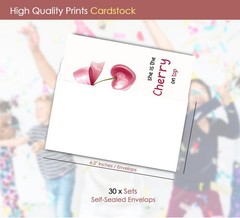 VAVINCI Cherry Birthday lnvitation for Girls, She 4.4 x 6.3 inches, Pink Red