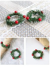 12Pcs Red Fruit Pine Needle Flower Napkin Rings Thanksgiving Christmas Party