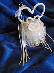 New Elegant Wedding triple braided look Hearts, with white decor Cake top # 86