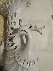 Table Centerpieces White Porcelain Swan Vase Planters Pierced Reticulate Design